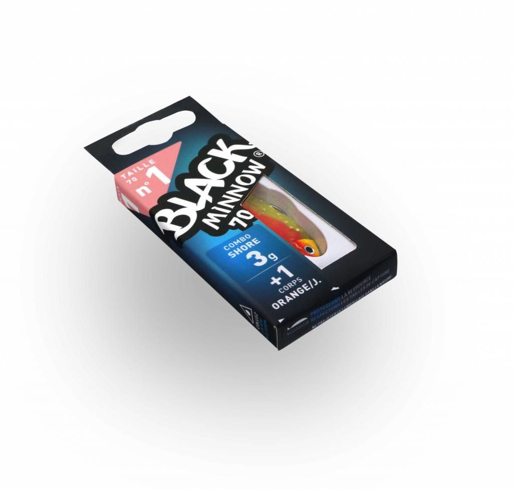 BLACK MINNOW 70 COMBO SHORE 3 GRAM ORANGE/YELLOW + LURE BODY ORANGE/YELLOW