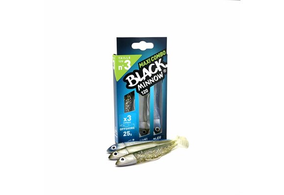 BLACK MINNOW 120 MAXI COMBO NATURAL 25 GRAM KAKI + GLITTERED KAKI + BLUE