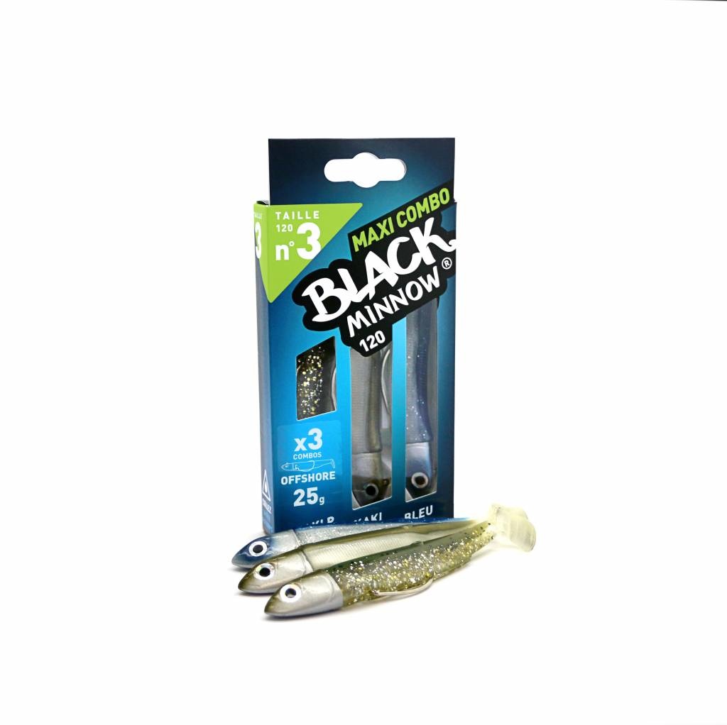 BLACK MINNOW 120 MAXI COMBO NATURAL 25 GRAM KAKI + GLITTERED KAKI + BLUE