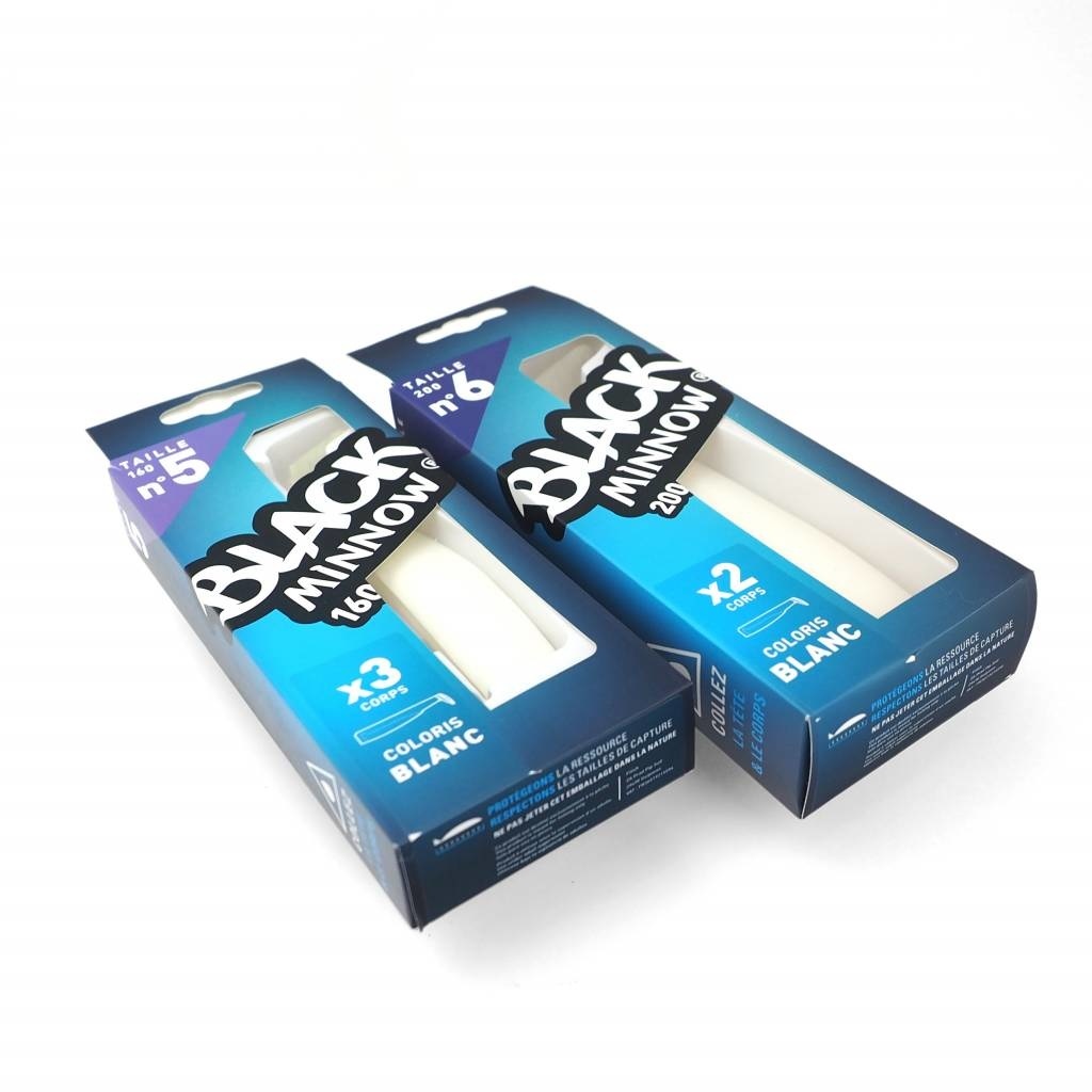 BLACK MINNOW 90 3 LURES BODIES WHITE
