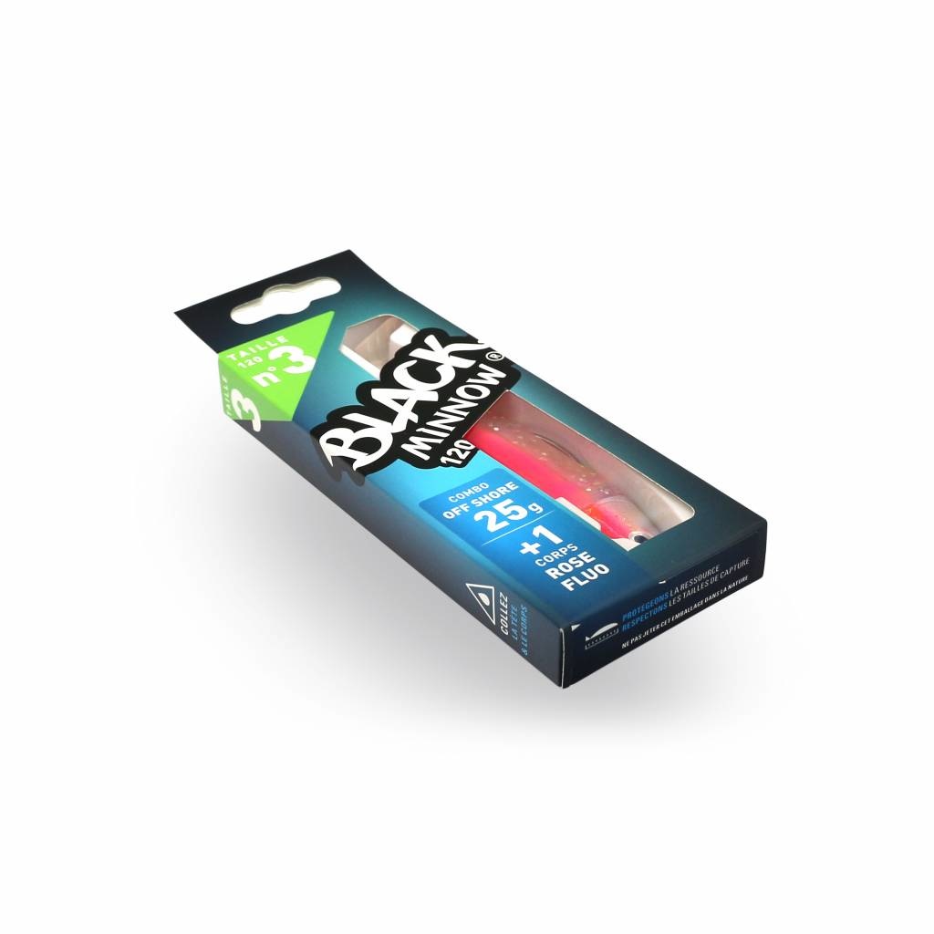 BLACK MINNOW 120 COMBO OFF SHORE 25 GRAM FLUO PINK + LURE BODY FLUO PINK