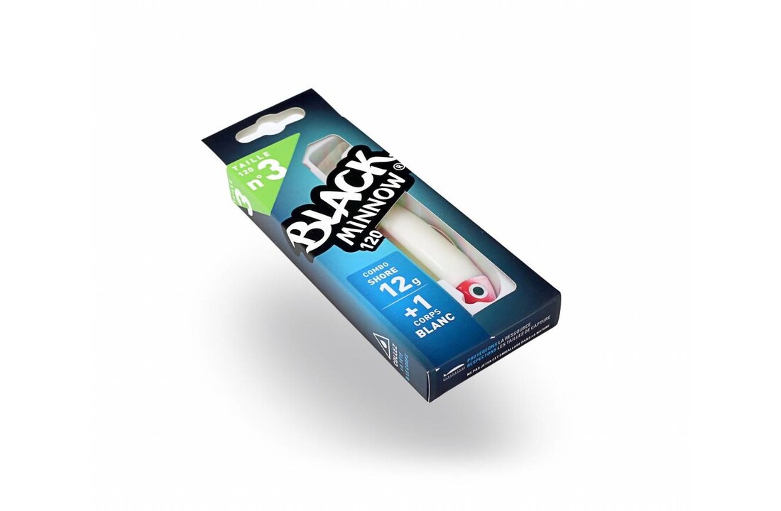 BLACK MINNOW 120 COMBO SHORE 12 GRAM WHITE + LURE BODY WHITE JIGHEAD RED