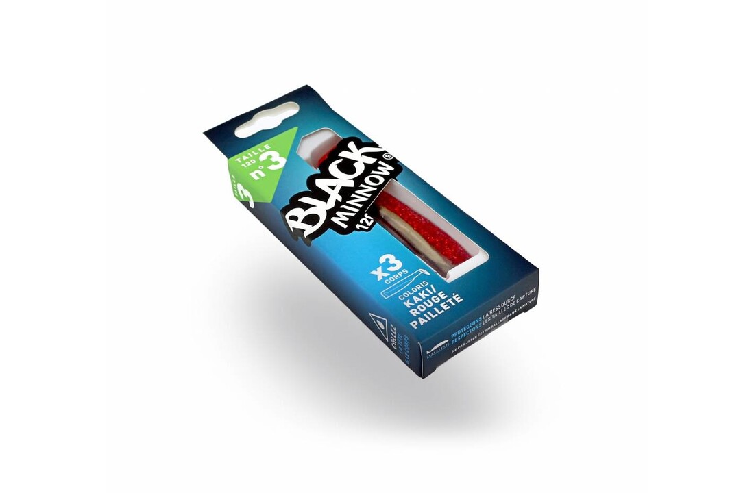 BLACK MINNOW 3 LURES BODIES KAKI/RED