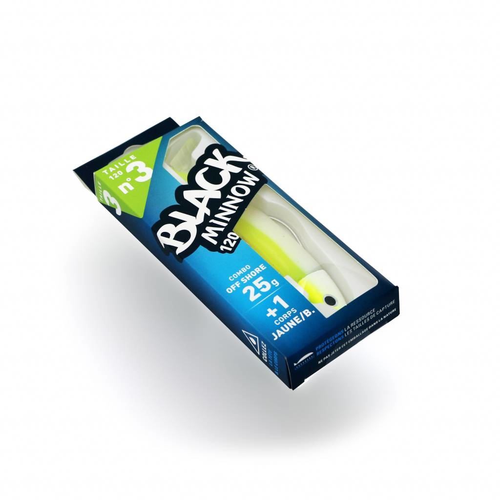 BLACK MINNOW 120 COMBO OFF SHORE 25 GRAM YELLOW FLUO/WHITE- LURE BODIE YELLOW FLUO