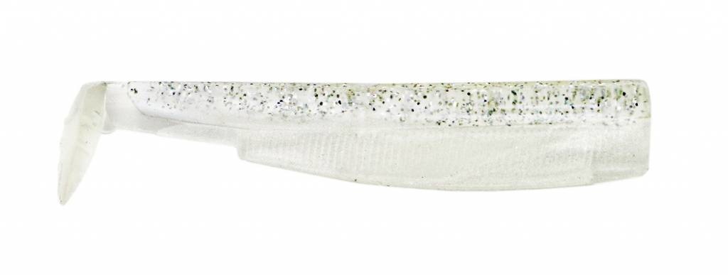 BLACK MINNOW 90 3 LURES BODIES GLITTERED WHITE