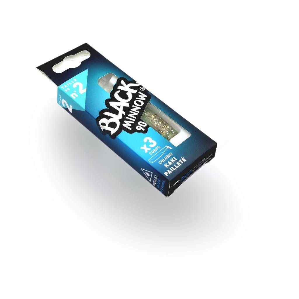 BLACK MINNOW 70 4 LURES BODIES GLITTERED KAKI