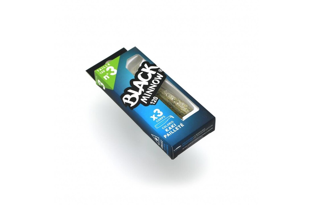 BLACK MINNOW 70 4 LURES BODIES GLITTERED KAKI