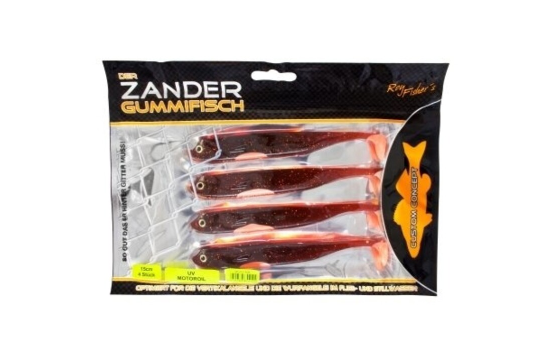 DER ZANDER GUMMIFISCH 12 CM UV MOTOROIL P/5