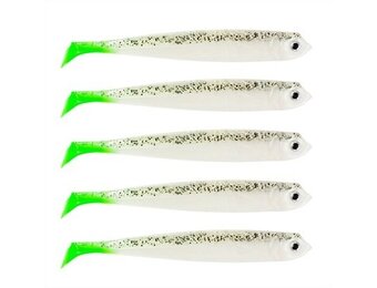 DER ZANDER GUMMIFISCH 12 CM UV SALT-N-PEPPER CHARTREUSE TAIL P/5