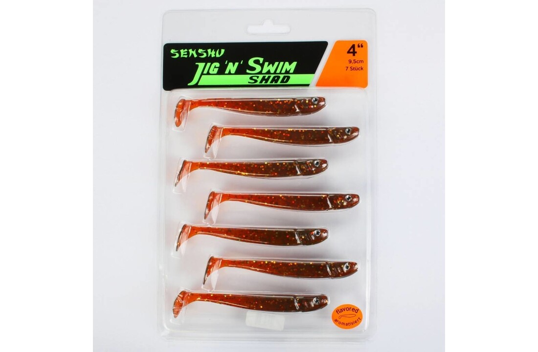 JIG 'N' SWIM SHAD 7.5 CM MOTOROIL GLITTER UV P/9