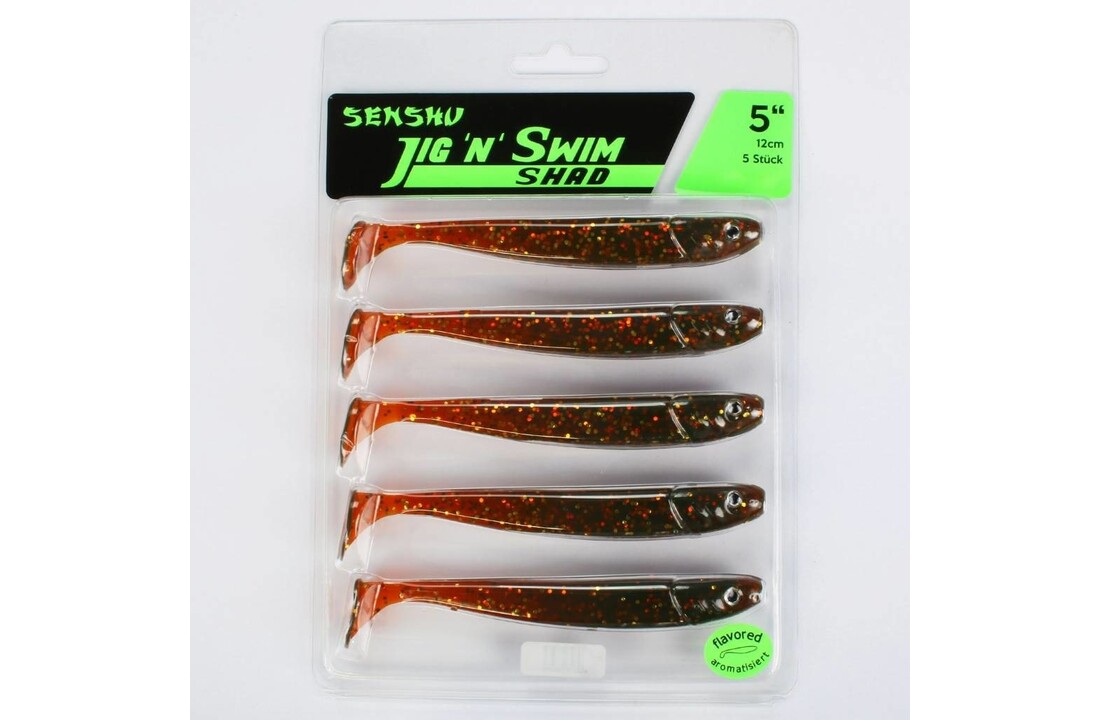 JIG 'N' SWIM SHAD 7.5 CM MOTOROIL GLITTER UV P/9