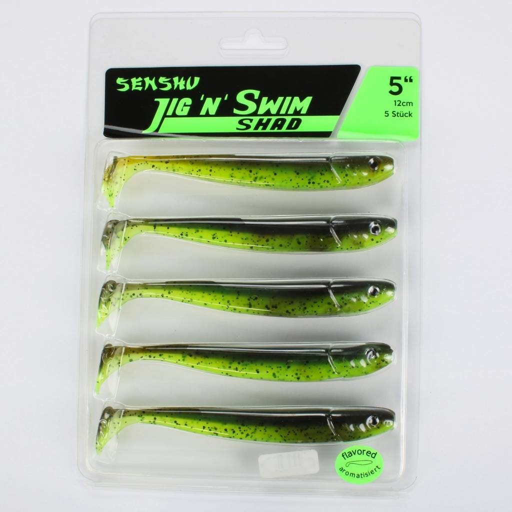 JIG 'N' SWIM SHAD 7.5 CM CHARTREUSE BROWNIE UV P/9