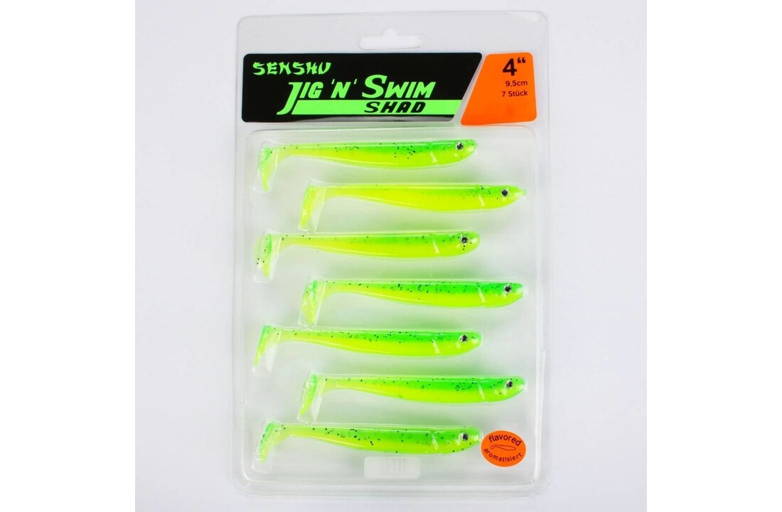 JIG 'N' SWIM SHAD 7.5 CM CHARTREUSE BANDIT UV P/9