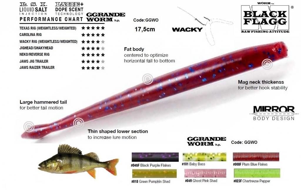 GGRANDE WORM 17.5 CM #018 GREEN PUMPKIN SHAD