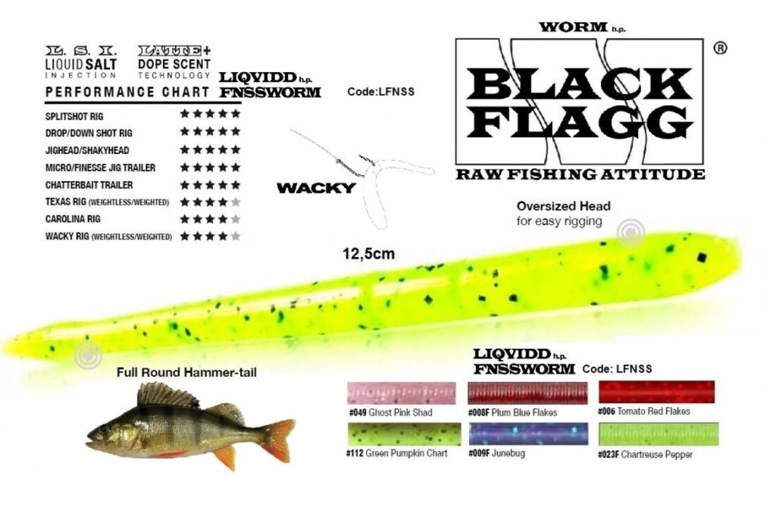 LIQVIDD FNSS WORM 12.5 CM #018 GREEN PUMPKIN SHAD