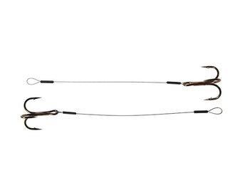 TREBLE HOOK STINGERS STEEL LEADER 1X7 SURFSTRAND 13KG 8CM #4 P/2