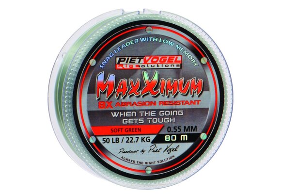 RIG SOLUTIONS MAXXIMUM MONO SNAGLEADER 0.55MM SOFT GREEN 50 LB 80M