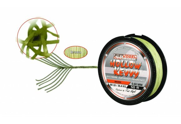 RIG SOLUTIONS HOLLOW KEVVY 0.60MM BROWN 80 LB 50M