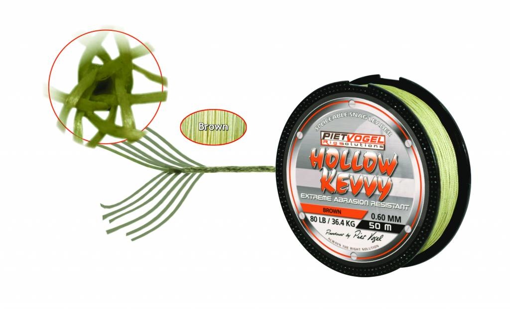 RIG SOLUTIONS HOLLOW KEVVY 0.60MM BROWN 80 LB 50M
