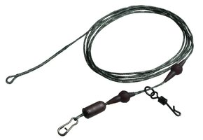 RIG SOLUTIONS FREE-FALL DOUBLE LOOP LEADERS WITH ADJUSTABLE HELI/CHOD SYSTEM 40 LB CAMOU BLACK 100 CM