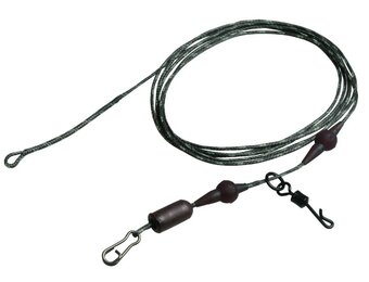 RIG SOLUTIONS FREE-FALL DOUBLE LOOP LEADERS WITH ADJUSTABLE HELI/CHOD SYSTEM 40 LB CAMOU BLACK 100 CM