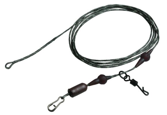 RIG SOLUTIONS FREE-FALL DOUBLE LOOP LEADERS WITH ADJUSTABLE HELI/CHOD SYSTEM 40 LB CAMOU BLACK 100 CM