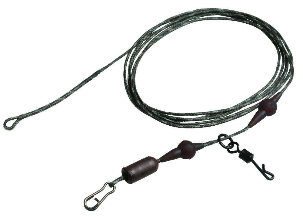 RIG SOLUTIONS FREE-FALL DOUBLE LOOP LEADERS WITH ADJUSTABLE HELI/CHOD SYSTEM 40 LB CAMOU BLACK 100 CM