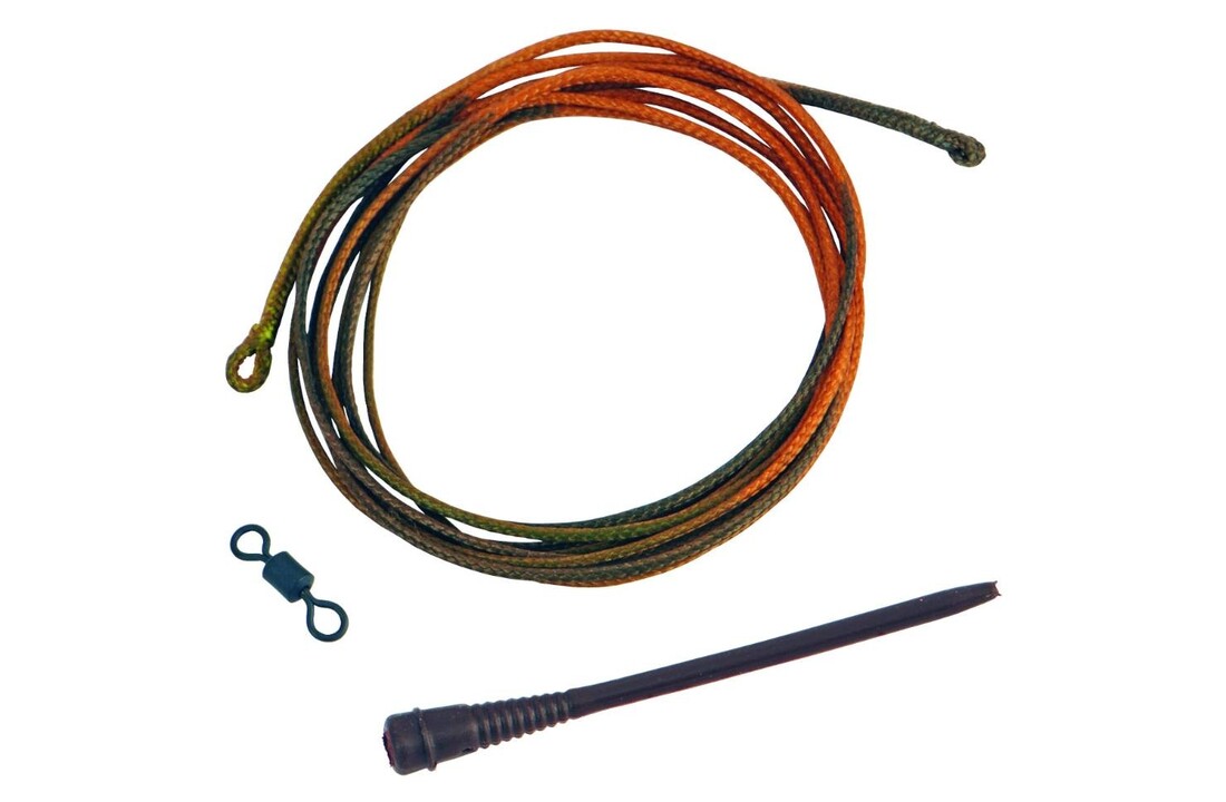 RIG SOLUTIONS SNAG ATTACK CAMOU 1.4M DOUBLE LOOP WITH SPARE SHOKKA SLEEVE AND SWIVEL #8