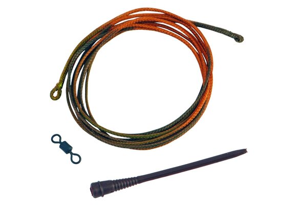 RIG SOLUTIONS SNAG ATTACK CAMOU 1.4M DOUBLE LOOP WITH SPARE SHOKKA SLEEVE AND SWIVEL #8