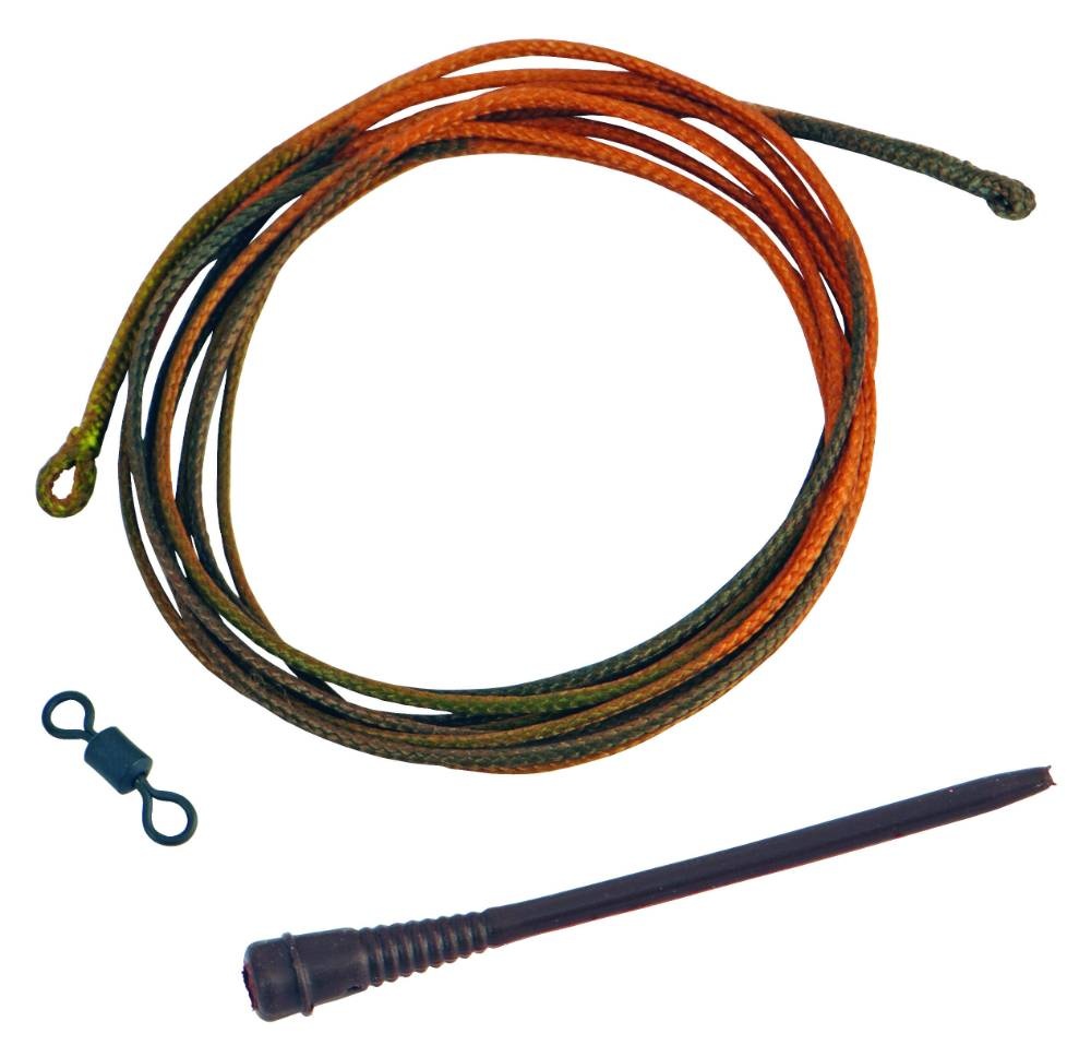 RIG SOLUTIONS SNAG ATTACK CAMOU 1.4M DOUBLE LOOP WITH SPARE SHOKKA SLEEVE AND SWIVEL #8