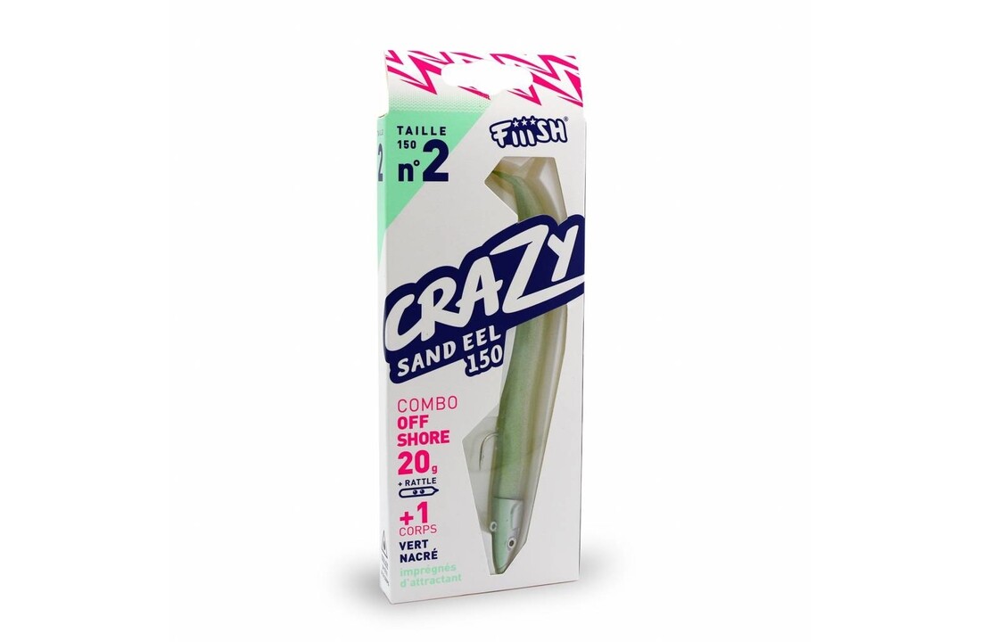 CRAZY SAND EEL 100 COMBO SHORE PEARL GREEN + 5 GRAM JIGHEAD PEARL GREEN + EXTRA BODY