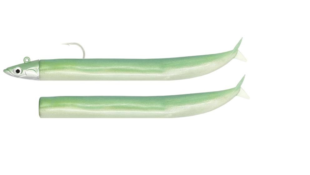 CRAZY SAND EEL 100 COMBO SHORE PEARL GREEN + 5 GRAM JIGHEAD PEARL GREEN + EXTRA BODY