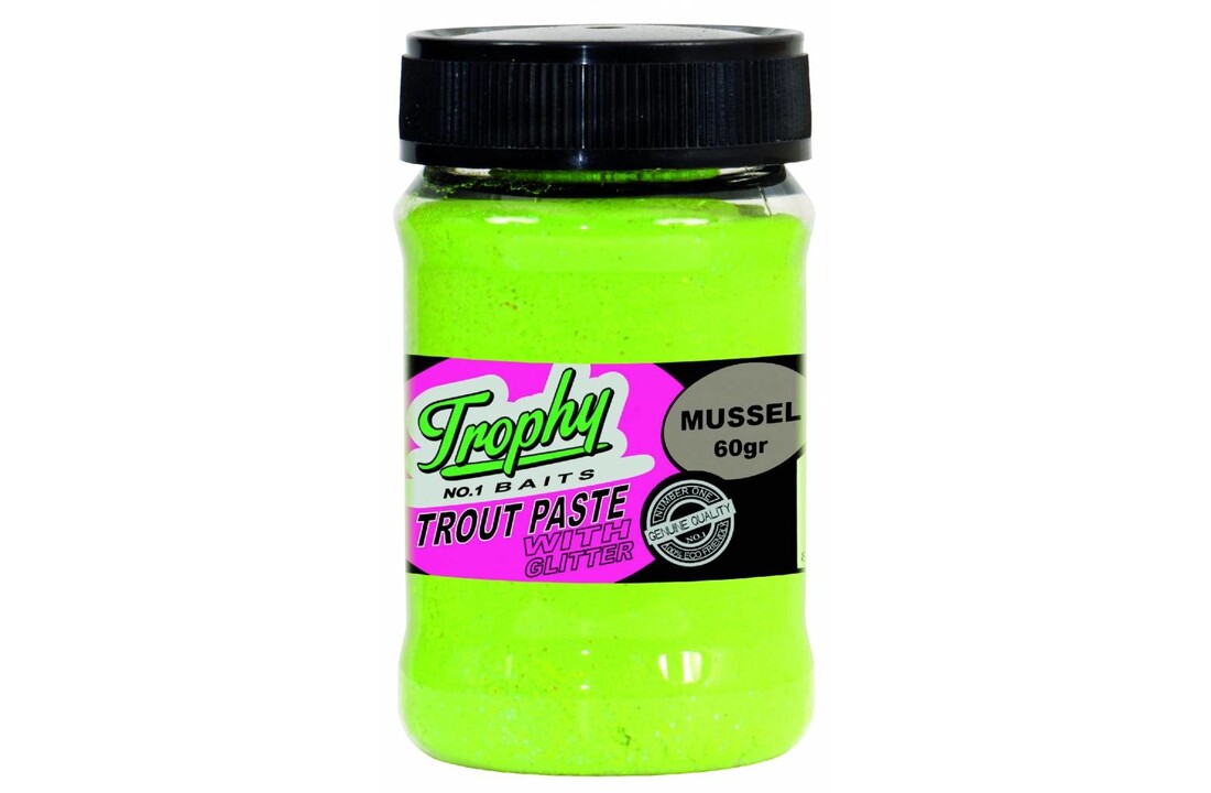 TROPHY NO.1 BAITS TROUT PASTE MUSSEL/CHARTREUSE 60 GRAM