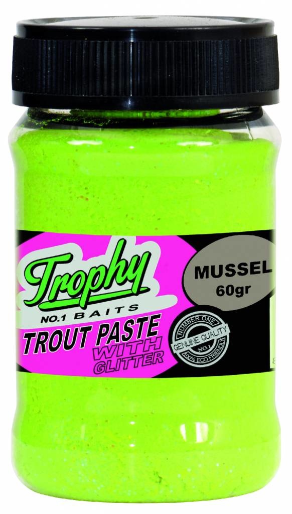 TROPHY NO.1 BAITS TROUT PASTE MUSSEL/CHARTREUSE 60 GRAM
