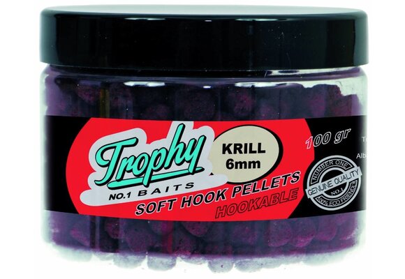 TROPHY NO.1 BAITS SOFT HOOK PELLETS 6MM KRILL 100 GRAM