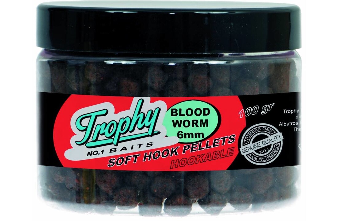 TROPHY NO.1 BAITS SOFT HOOK PELLETS 6MM BLOODWORM 100 GRAM