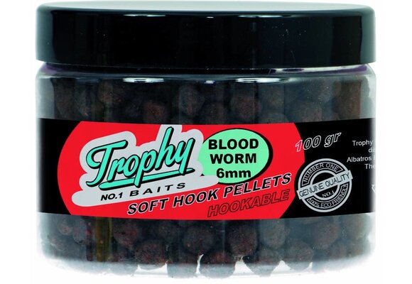 TROPHY NO.1 BAITS SOFT HOOK PELLETS 6MM BLOODWORM 100 GRAM