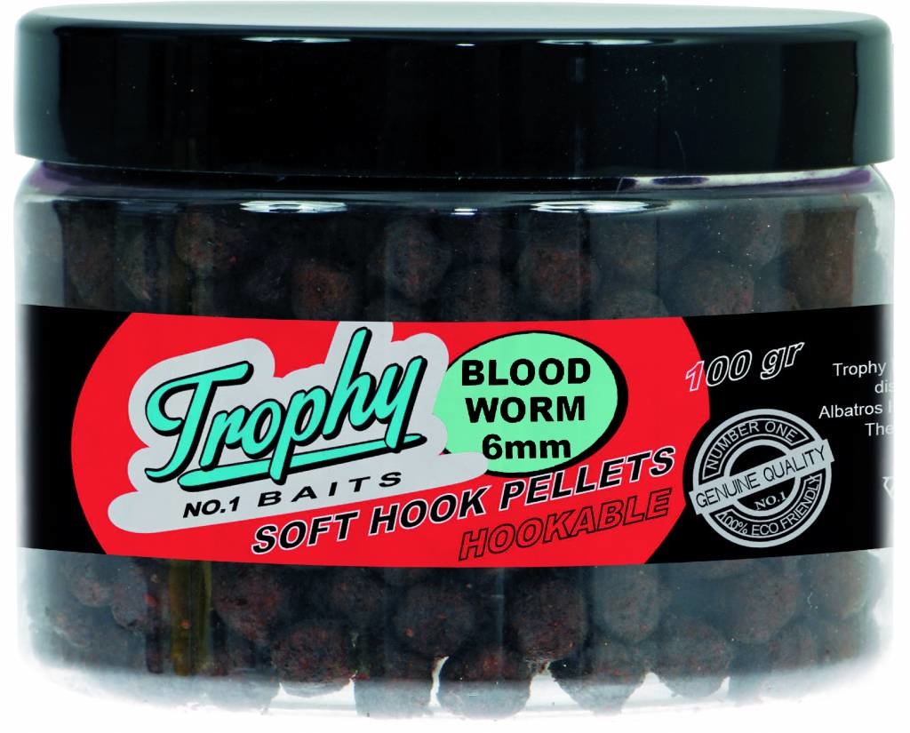 TROPHY NO.1 BAITS SOFT HOOK PELLETS 6MM BLOODWORM 100 GRAM