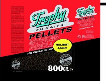 TROPHY NO.1 BAITS BLACK HALIBUT 4.5MM PELLETS 800 GRAM