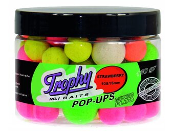 TROPHY NO.1 BAITS POP-UPS 10 & 15MM STRAWBERRY 70 GRAM