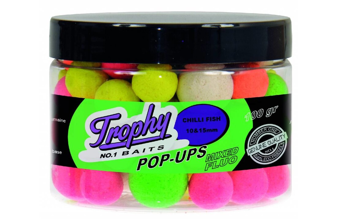TROPHY NO.1 BAITS POP-UPS 10 & 15MM CHILLI FISH 70 GRAM