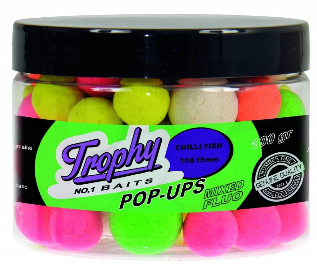 TROPHY NO.1 BAITS POP-UPS 10 & 15MM CHILLI FISH 70 GRAM