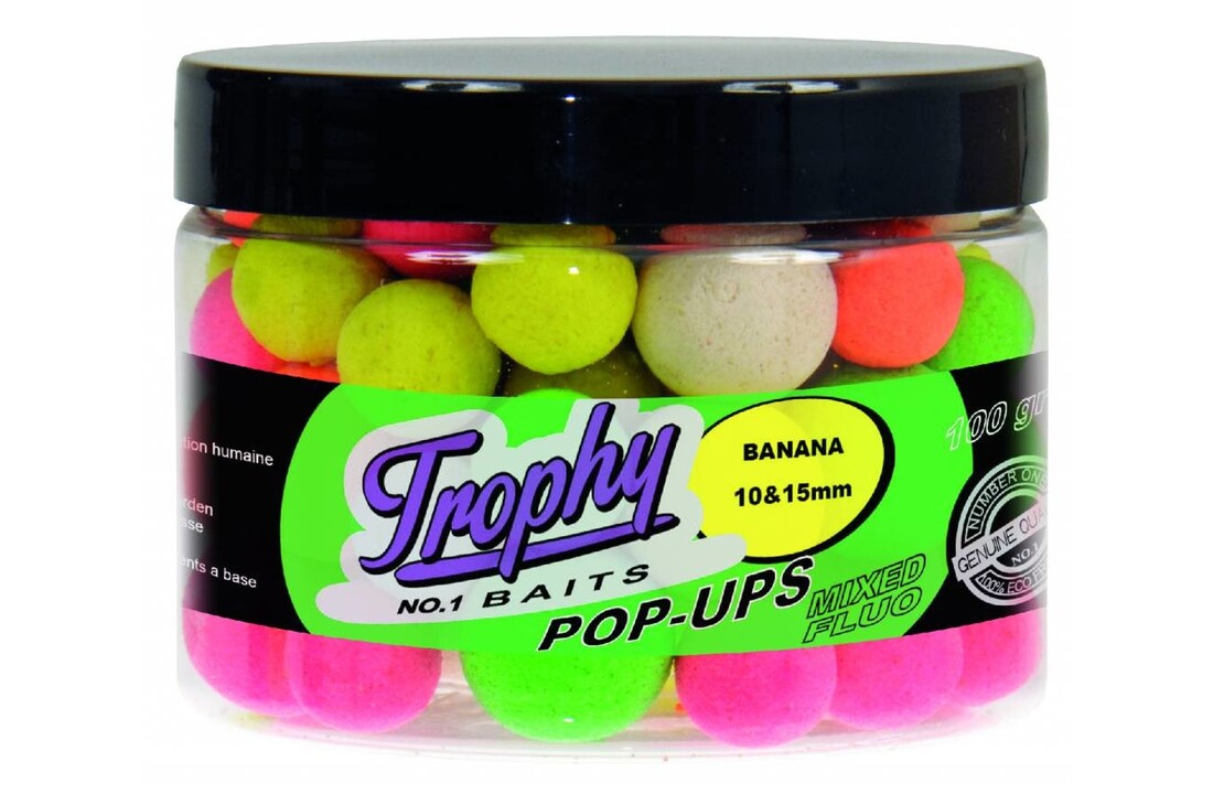 TROPHY NO.1 BAITS POP-UPS 10 & 15MM BANANA 70 GRAM