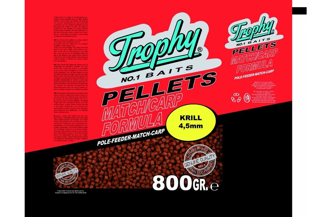 TROPHY NO.1 BAITS RED KRILL 4.5MM PELLETS 800 GRAM