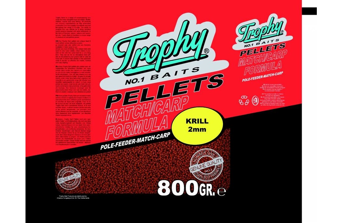 TROPHY NO.1 BAITS RED KRILL 2MM PELLETS 800 GRAM
