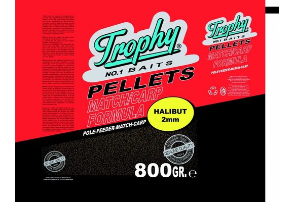 TROPHY NO.1 BAITS BLACK HALIBUT 2MM PELLETS 800 GRAM