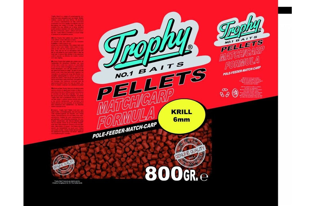 TROPHY NO.1 BAITS RED KRILL 6MM PELLETS 800 GRAM