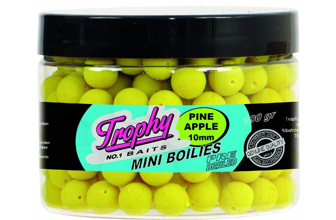 TROPHY NO.1 BAITS MINI BOILIES 10MM PINEAPPLE 100 GRAM