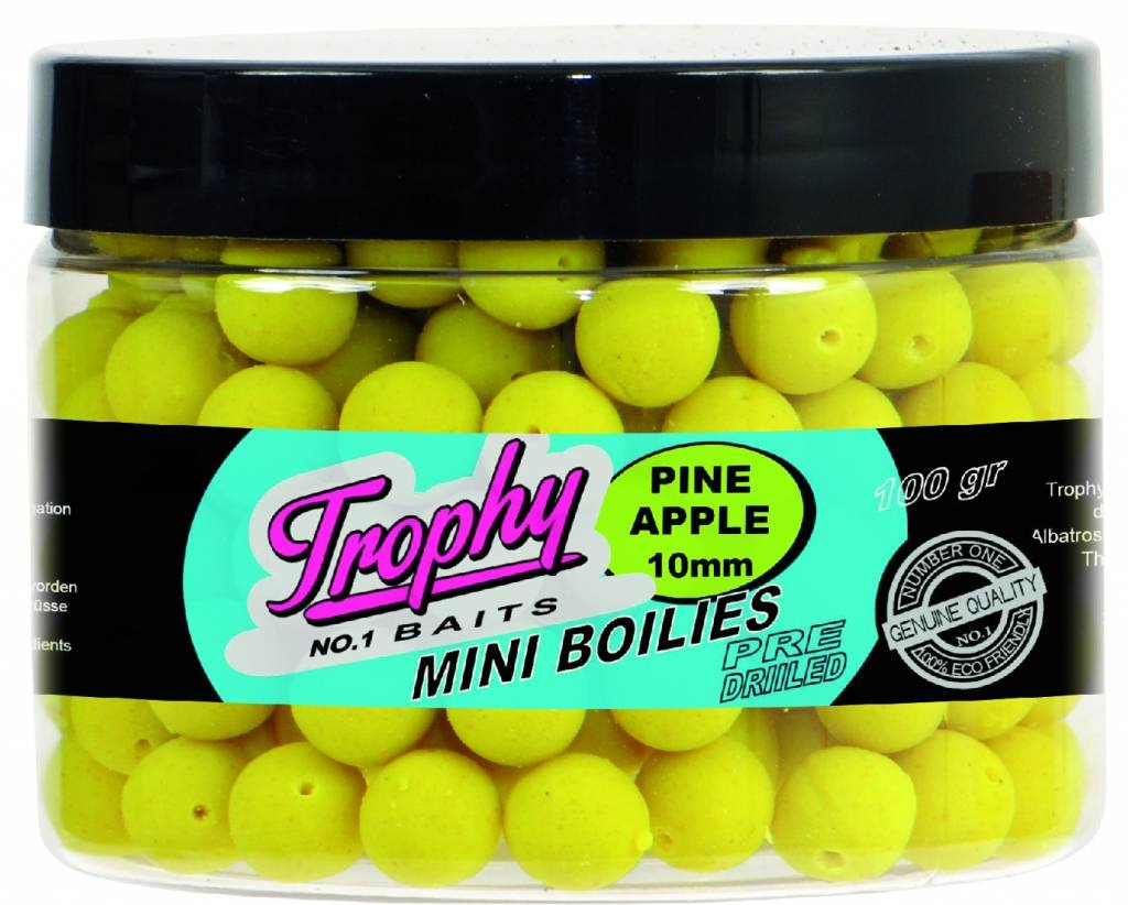 TROPHY NO.1 BAITS MINI BOILIES 10MM PINEAPPLE 100 GRAM