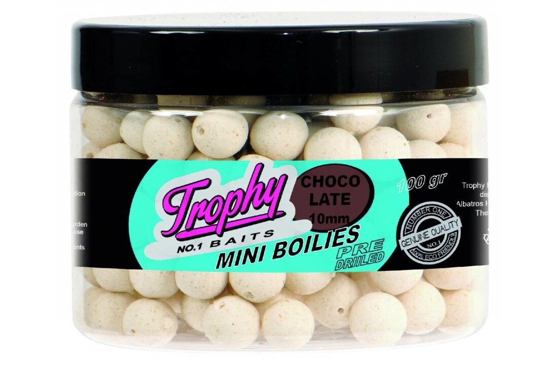 TROPHY NO.1 BAITS MINI BOILIES 10MM CHOCOLATE 100 GRAM